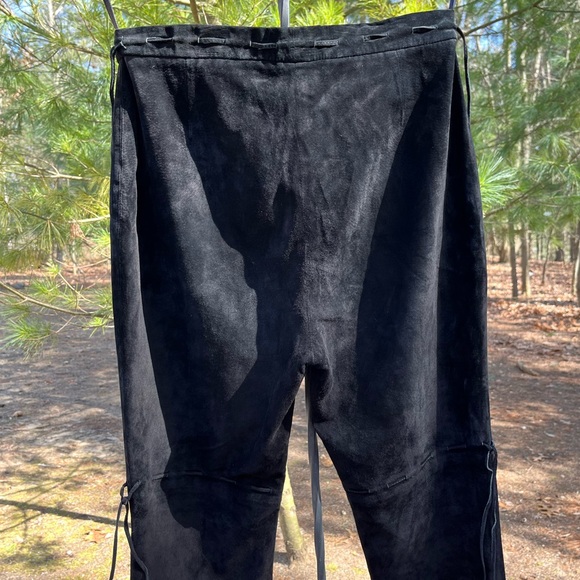 90s Lauren Ralph Lauren Leather Suede Lace-Up Pants - Picture 2 of 15